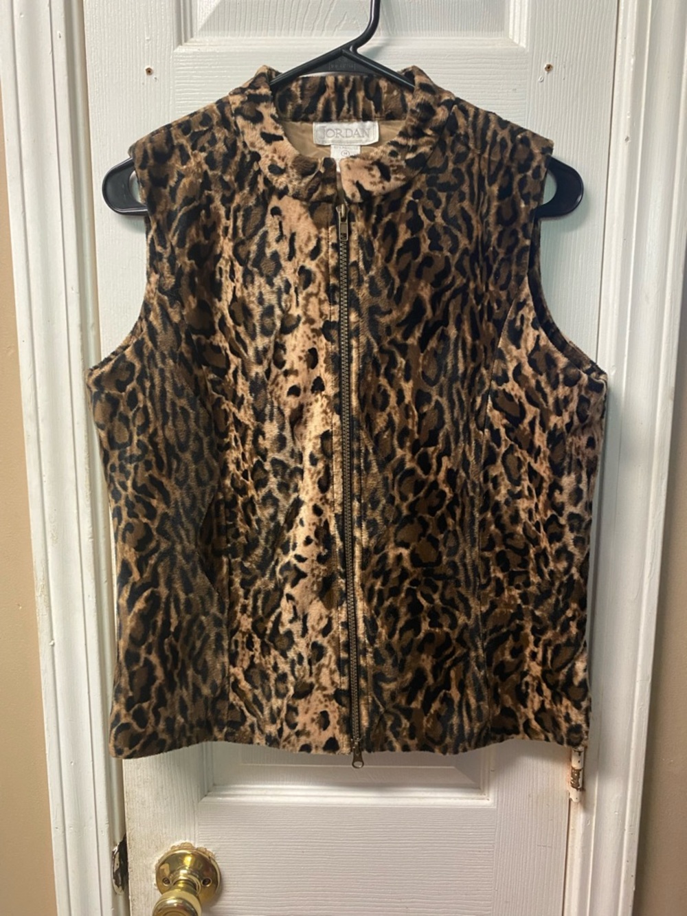 Jordan Leopard Print Faux Fur Zip Vest - Brown & Black